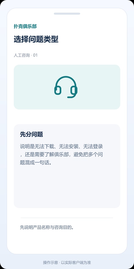 扑克俱乐部 选择问题类型操作示意